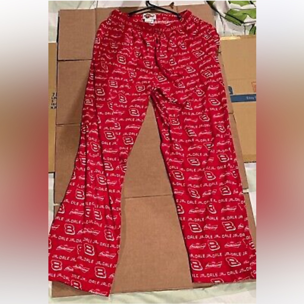Vintage NASCAR Dale Earnhardt Jr Racing Pajama Pants Mens M Red 90's Budwiser!!!